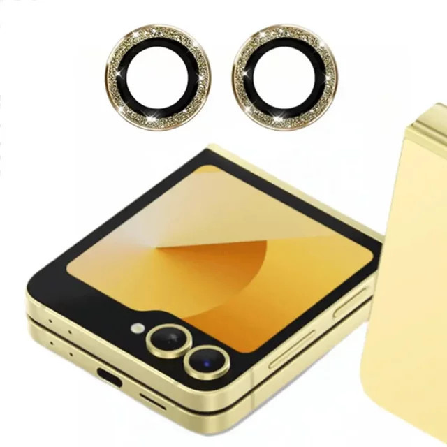 Eagle Eye Glitzer-Objektivfolie für Samsung Galaxy Z Flip 6, Kamera-Displayschutzfolie aus gehärtetem Glas in Silber - Bild 1