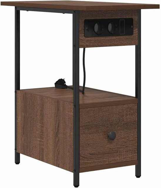 vidaXL Nachttisch in Brauner Eiche, Modernes Design aus Holzwerkstoff und Metall, B/T/H: 60 x 30 x 61 cm - Bild 1