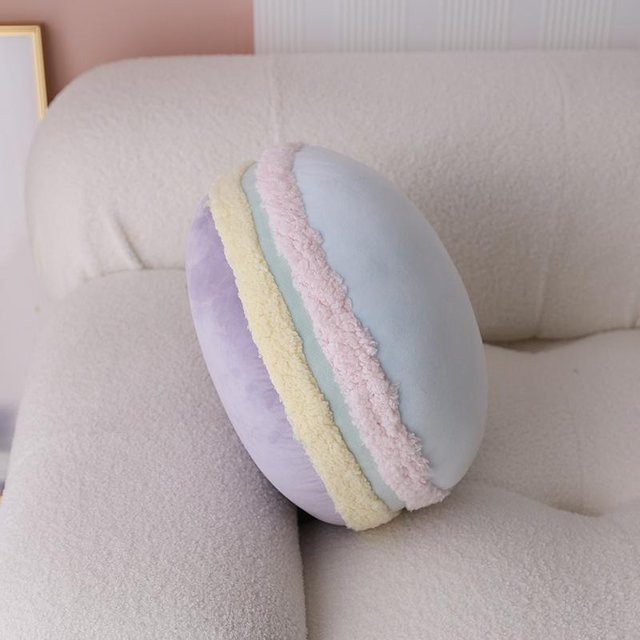 Rundes Macaron Kuchen Kissen in Blau als kreative Plüschtier Puppe zur Heimdekoration, Durchmesser: 32 cm - Bild 1