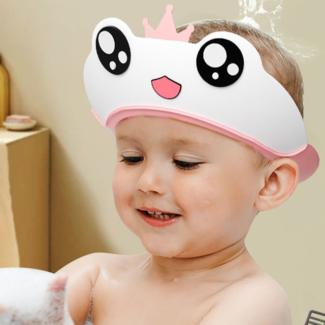 Wasserdichte Duschhaube für Kinder mit Ohrenschutz in Pink, verstellbarer Badehut für mehr Sicherheit und Komfort beim Baden - Bild 1