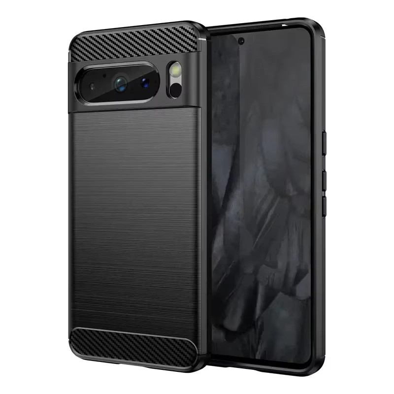 Stoßfestes Soft Phone Case mit Kohlefaser-TPU-Rückseite für Google Pixel 8a, 8 Pro, 7a, 7 Pro und 6a in Schwarz - Bild 4