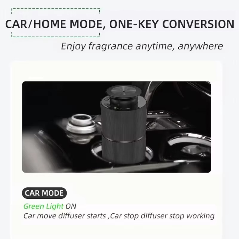 HAOYUNMA Intelligenter Auto-Lufterfrischer in Silber, batteriebetriebener wasserloser Aromadiffusor für ätherische Öle mit Timer und Duftfach - Bild 5
