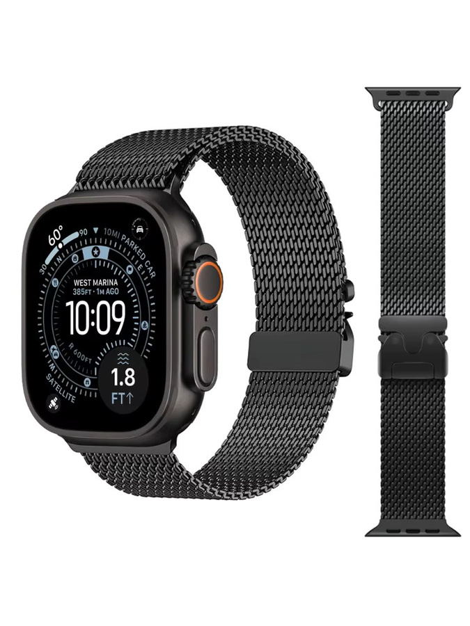 Apple Uhrenarmband Titan, Milanaise, Schwarz, Unisex - Bild 6