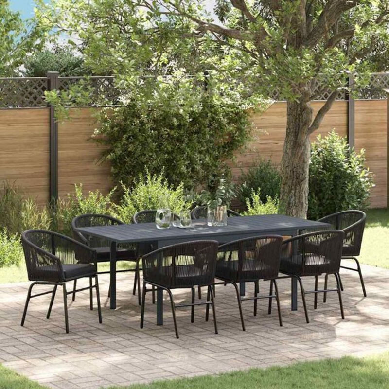 vidaxl Garten Essgruppe aus Poly Rattan in Schwarz, 9-teiliges modernes Set für Erwachsene - Bild 1