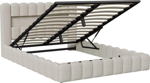 PXloue Polsterbett mit LED-Beleuchtung und USB-Ladefunktion in Beige, B/T/H: 180 x 200 x 153 cm - Bild 1