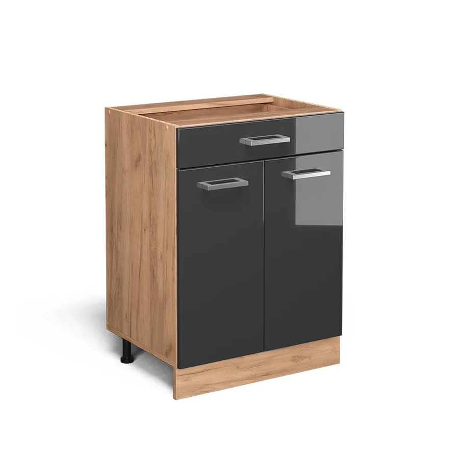 Vicco Küchenunterschrank R-Line Anthrazit Hochglanz und Eiche mit Schublade Breite: 60 cm - Bild 3