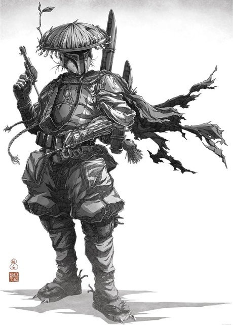 Komar Wandbild Star Wars Vision Samurai Bounty Hunter Paper Poster Schwarz-Weiß B: 50 cm, H: 70 cm - Bild 1