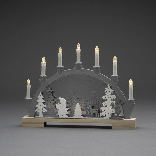 Konstsmide LED Schwibbogen Wanderer im Wald mit Tieren aus Holz, Grauweiß, B/T/H: 5 x 45 x 33 cm - Bild 2