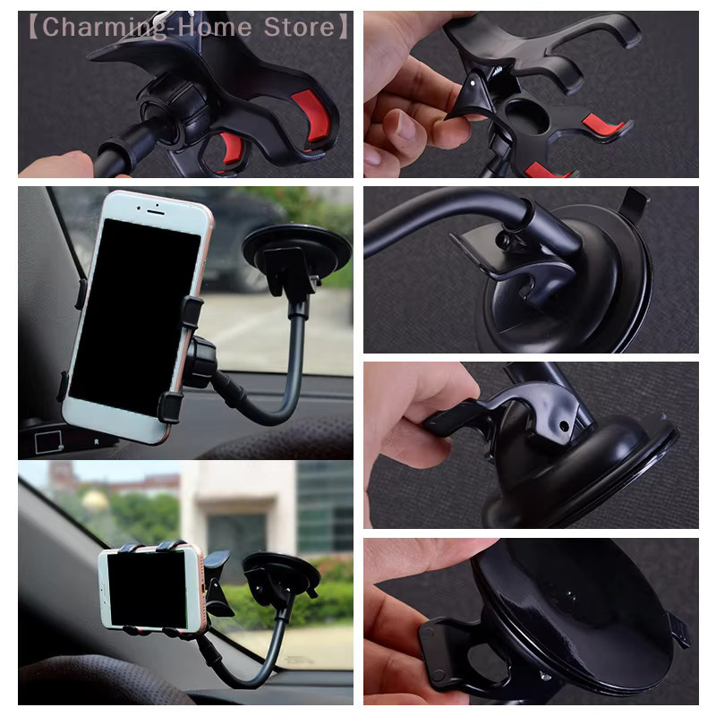 SHIDWJ Universal 360 Grad rotierender Auto Telefonhalter mit Saugnapf für Windschutzscheibe und Dashboard in Schwarz - Bild 2