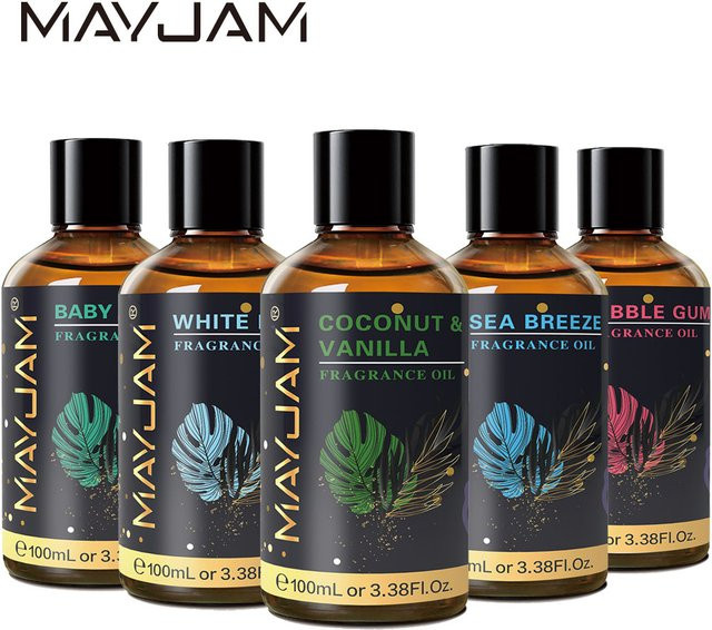 MAYJAM Duftöle, 100 ml, Kokosnuss, Vanille, weißer Moschus, Kaugummi, Meeresbrise, Babypuder - Bild 1