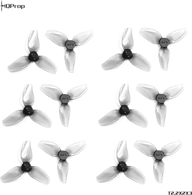 HQProp 2,2 Zoll Propeller Set T2,2X2X3 Grau 3-Blatt Polycarbonat CW CCW für 2 Zoll FPV Rahmen oder PAVO20 PRO, 12 Stück - Bild 1