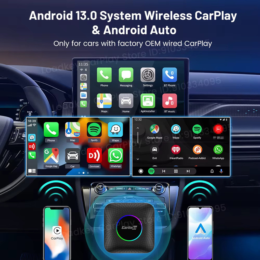 CarlinKit Android 13 TV-Box mit Wireless CarPlay und Android Auto, Ambient Adapter für Netflix, Youtube und IPTV in Schwarz - Bild 2