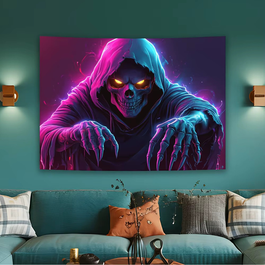 VIKAMA Halloween Dark Night Skelett Wandteppich, Mehrfarbig, B/H: 60 x 40 cm - Bild 2