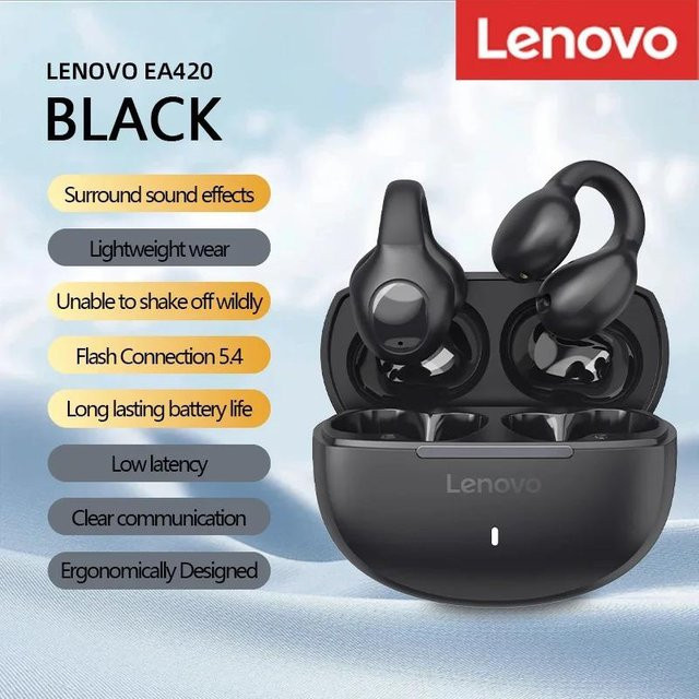 Lenovo EA420 Drahtlose Bluetooth-Sportkopfhörer mit Knochenleitung und Geräuschunterdrückung in Schwarz - Bild 1