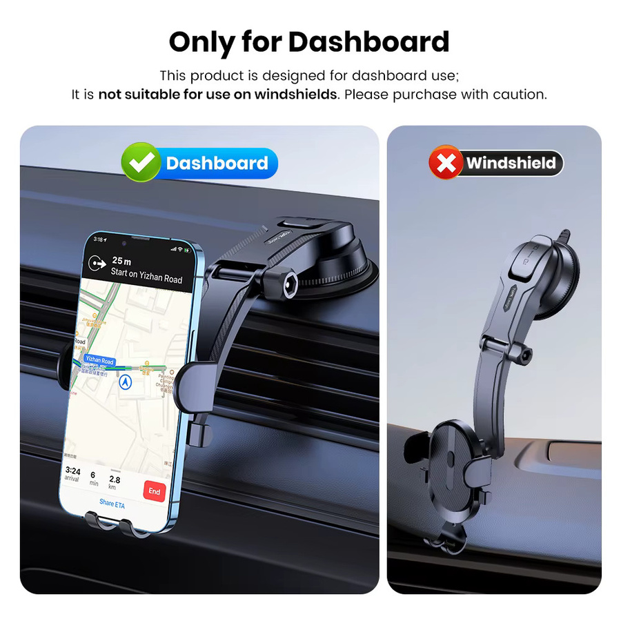 TOPK Autotelefonhalter Armaturenbretthalterung mit starker Saugkraft in Schwarz für iPhone, Samsung und Huawei - Bild 4