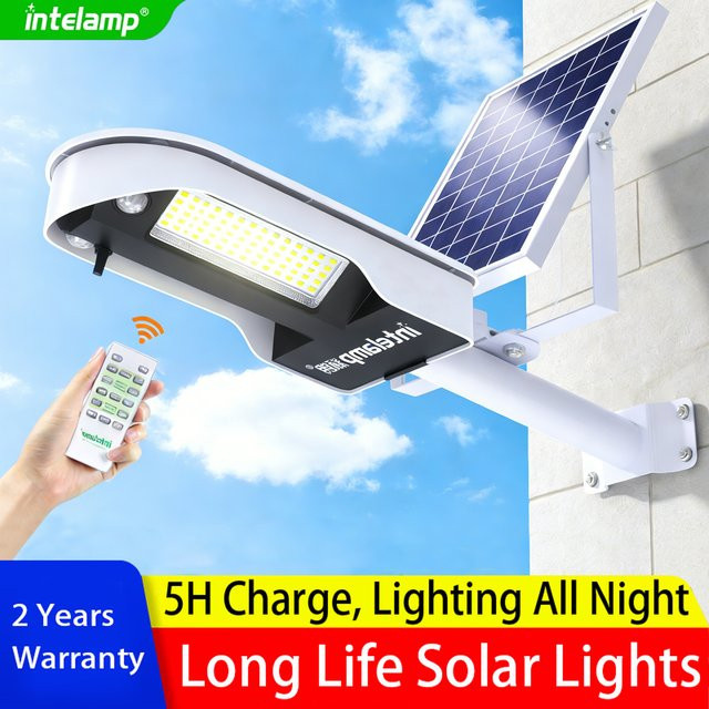 Intelamp Solar-LED-Außenlampe mit 109 LEDs und Bewegungssensor, wasserdichtes Gartenlicht in Weiß mit kühlem Weißlicht - Bild 1