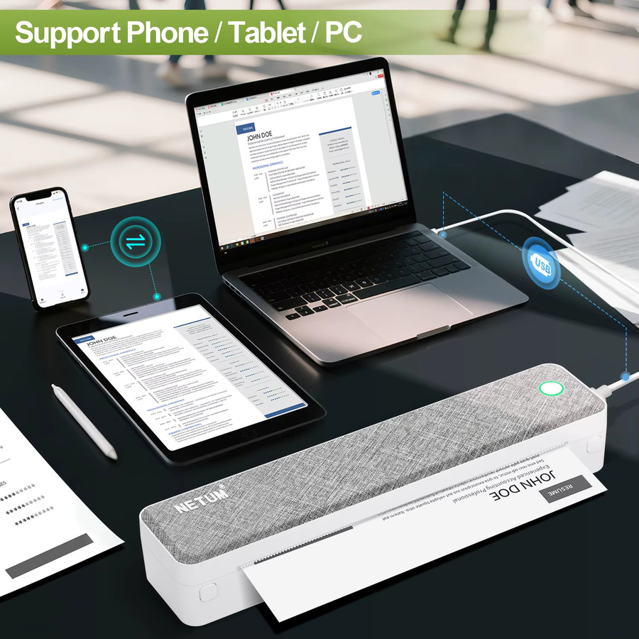 NETUM LT-P10 Tragbarer A4 Thermodrucker mit Bluetooth, Tintenlos, 203 DPI, Wiederaufladbar - Bild 1