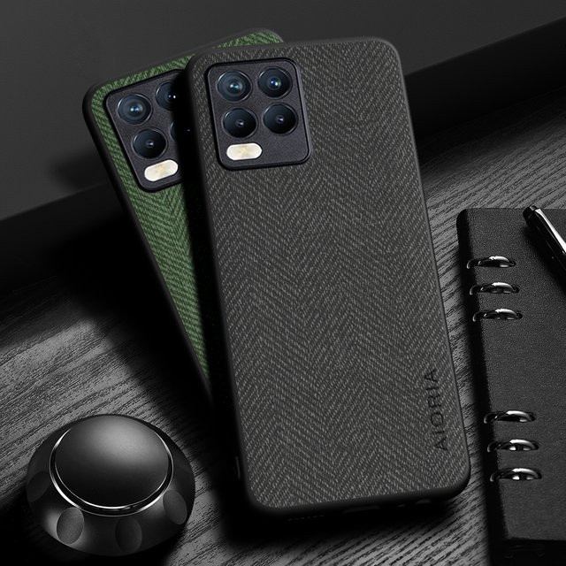 Lederhülle mit Holzmaserung für Realme 8 Pro, 8s, 8i, 9 Pro Plus und 9i in Blau - Bild 1
