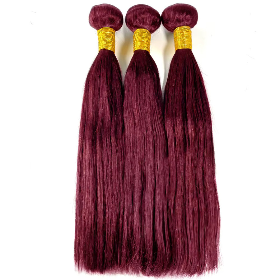 Happy Monday Haarbündel Burmesisches Echthaar Remy-Haar, Weinrot, 30 Zoll - Bild 2