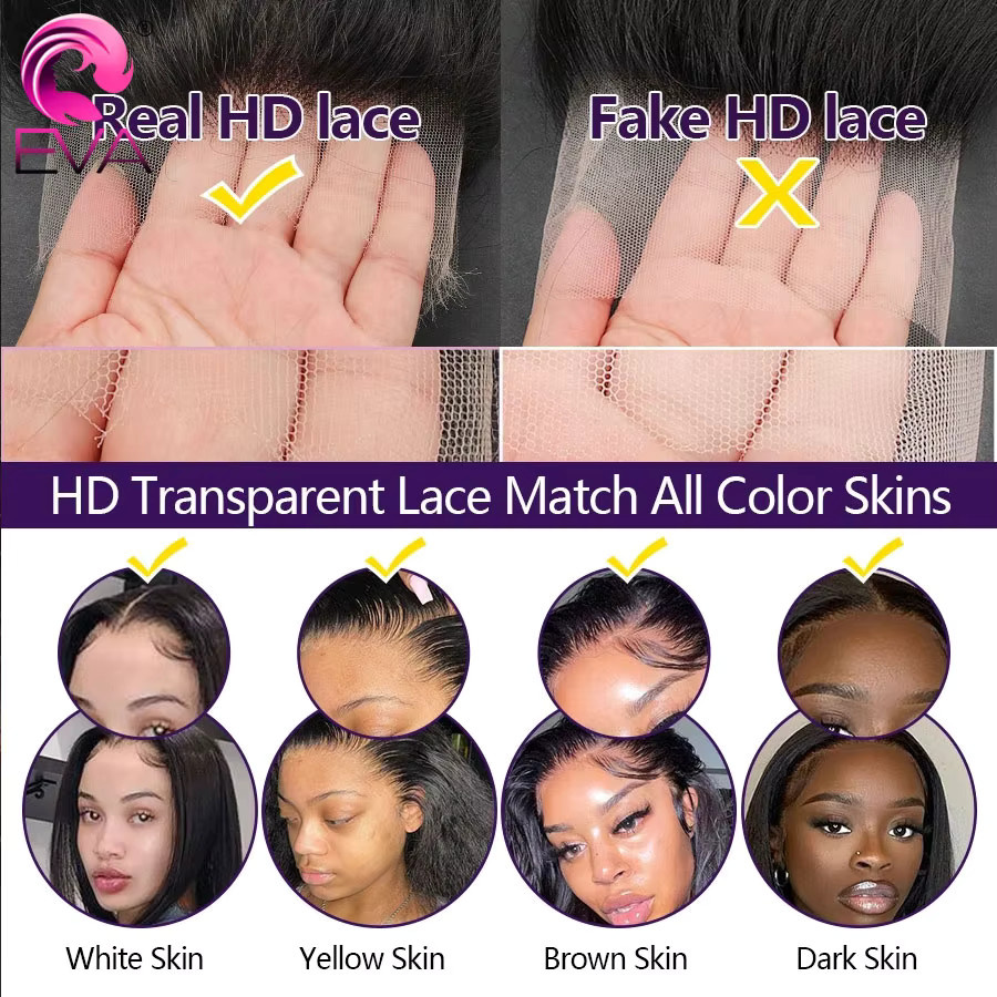 Eva Hair Echthaar Frontal Lace, gerade und gewellt - Bild 4
