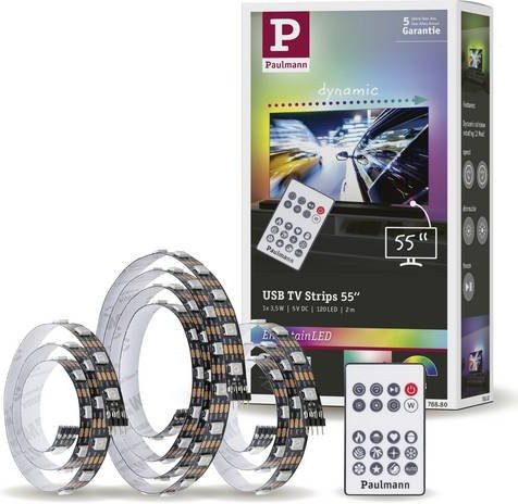 Paulmann EntertainLED TV Strips RGB LED-Streifen-Set für 55 Zoll Fernseher mit USB-Anschluss und Fernbedienung, Schwarz, Multicolour - Bild 1