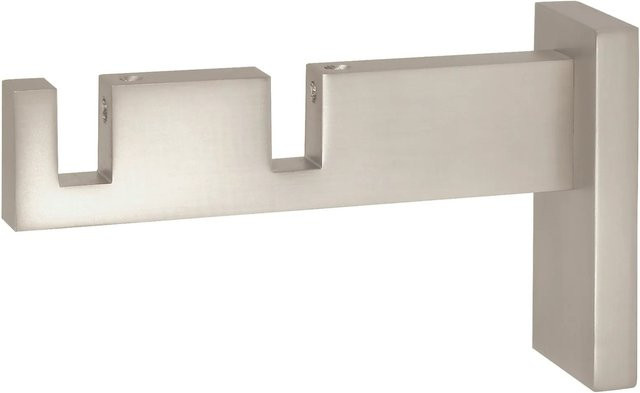 Mydeco Gardinenstangen-Halterung 2-läufig in Edelstahl-Optik, silberfarben, Wandmontage - Bild 1