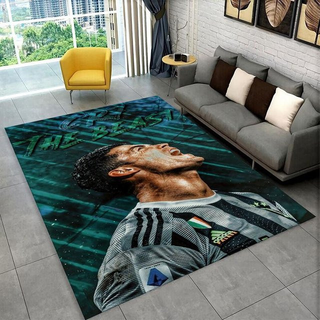 CR11 Ziege R-Ronaldo Fußballstar Teppich für Kinderzimmer, Wohnzimmer und Schlafzimmer, rutschfeste Bodenmatte aus Polyester, Mehrfarbig, B: 160 cm, T: 200 cm - Bild 1