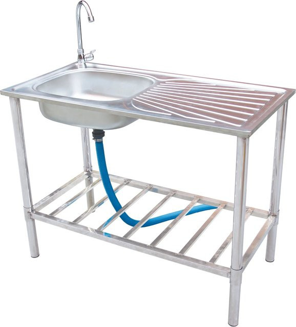 DELUKE Spültisch FREDDI Freistehend aus Edelstahl in Silber mit Spülbecken und Abtropffläche, B/T/H: 50 x 50 x 100 cm - Bild 1