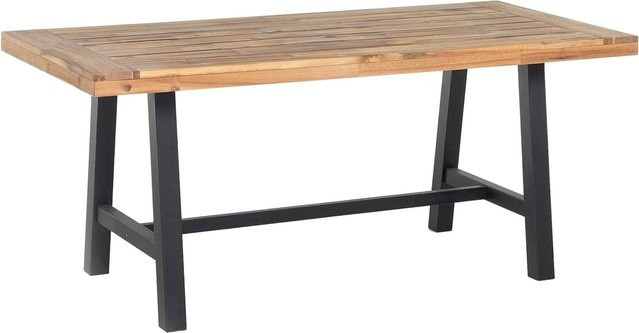 Beliani Gartentisch SCANIA aus Akazienholz in Schwarz und hellem Holzfarbton, B/T/H: 170 x 80 x 74 cm - Bild 1