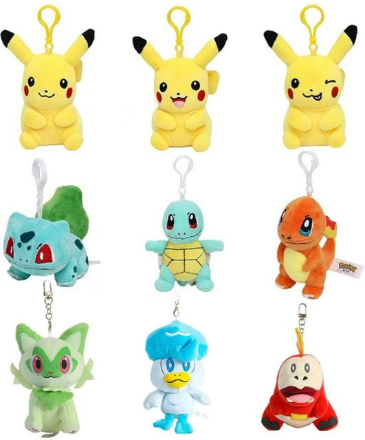 Aoger Pokémon Plüsch-Schlüsselanhänger, Pikachu, Bulbasaur Seed, Squirtle, 12 cm - Bild 1