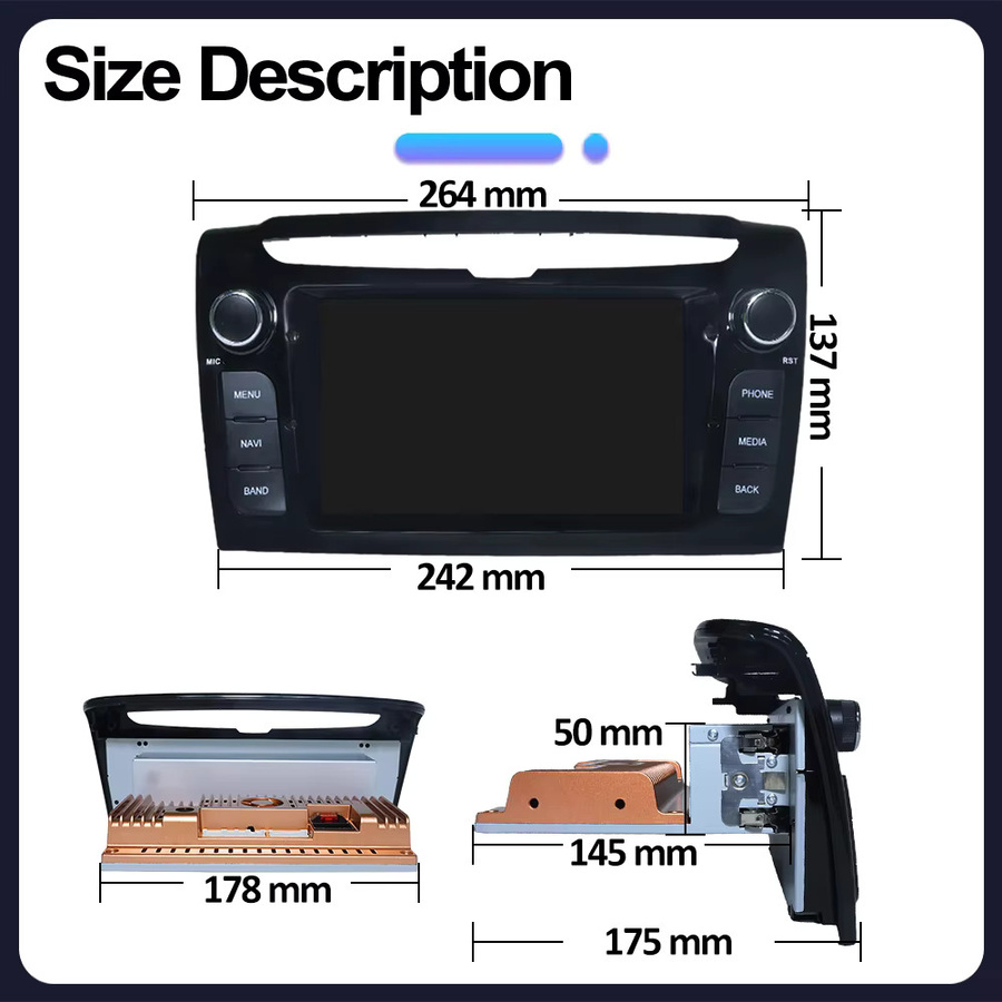 Icreative Android Autoradio für Lancia Ypsilon 2011-2016 mit 7 Zoll Display, Wireless Carplay und Multimedia Navigation, Schwarz - Bild 6