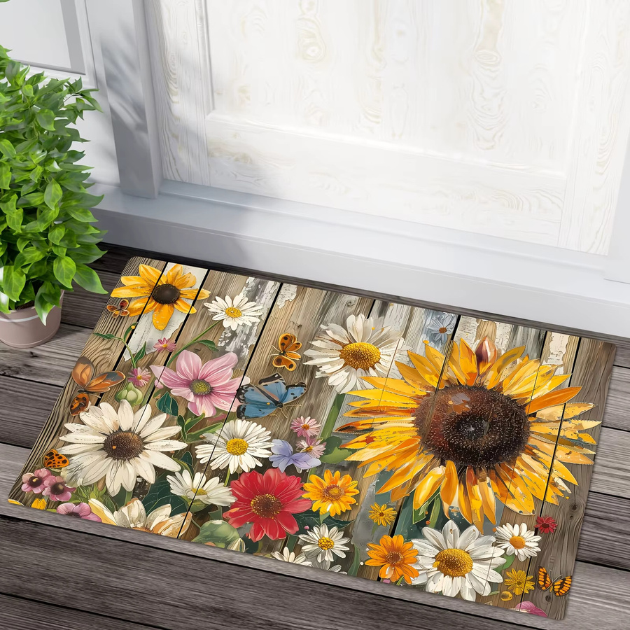 VIKAMA Garten Teppich mit Sonnenblumen-Design, Mehrfarbig, Florale Outdoor Matte für Garten, Wohnzimmer oder Schlafzimmer - Bild 3