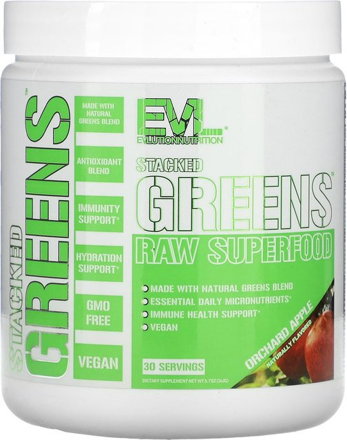 EVLution Nutrition Stacked Greens Apfel-Geschmack vegan 162 g - Bild 1