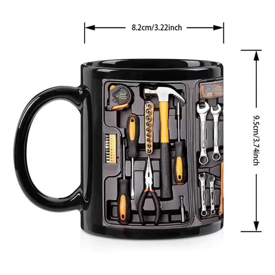 Multiyilego Keramik-Kaffeetasse im Mechaniker-Werkzeugkasten-Design, Schwarz - Bild 6