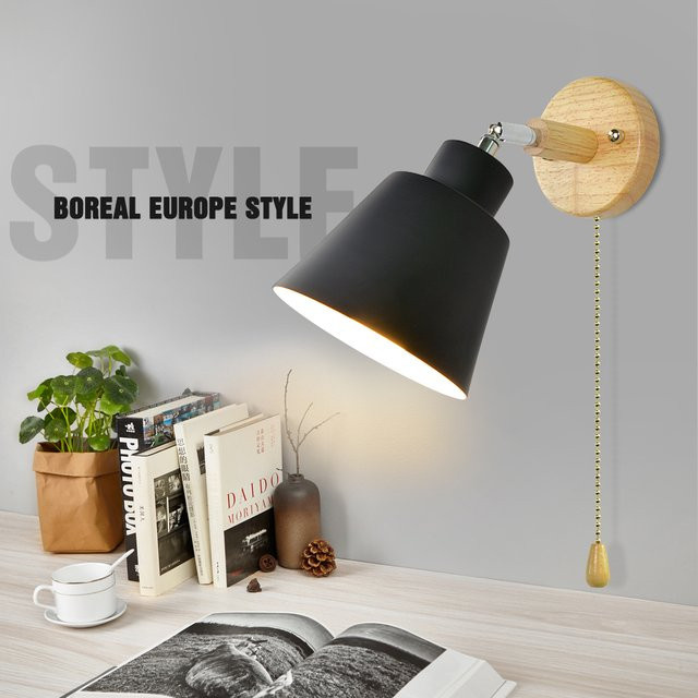 Moderne Wandleuchte im Macaroon-Design mit Reißverschluss-Schalter und verstellbarem Kopf für das Schlafzimmer, E27 Fassung - Bild 1