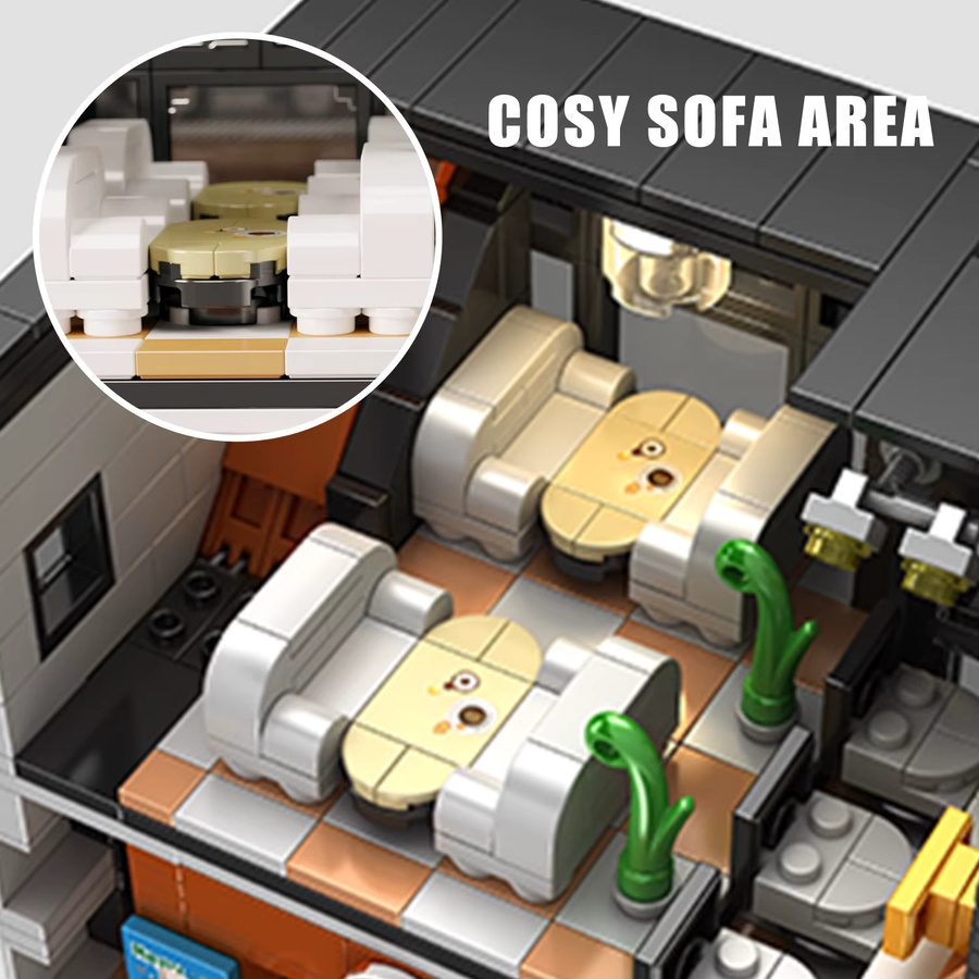 CETYL Bausteine Set Stadt Street View Kaffee Shop Modell aus 587 Teilen, Mehrfarbiges Pädagogisches Spielzeug für Kinder ab 6 Jahren - Bild 4