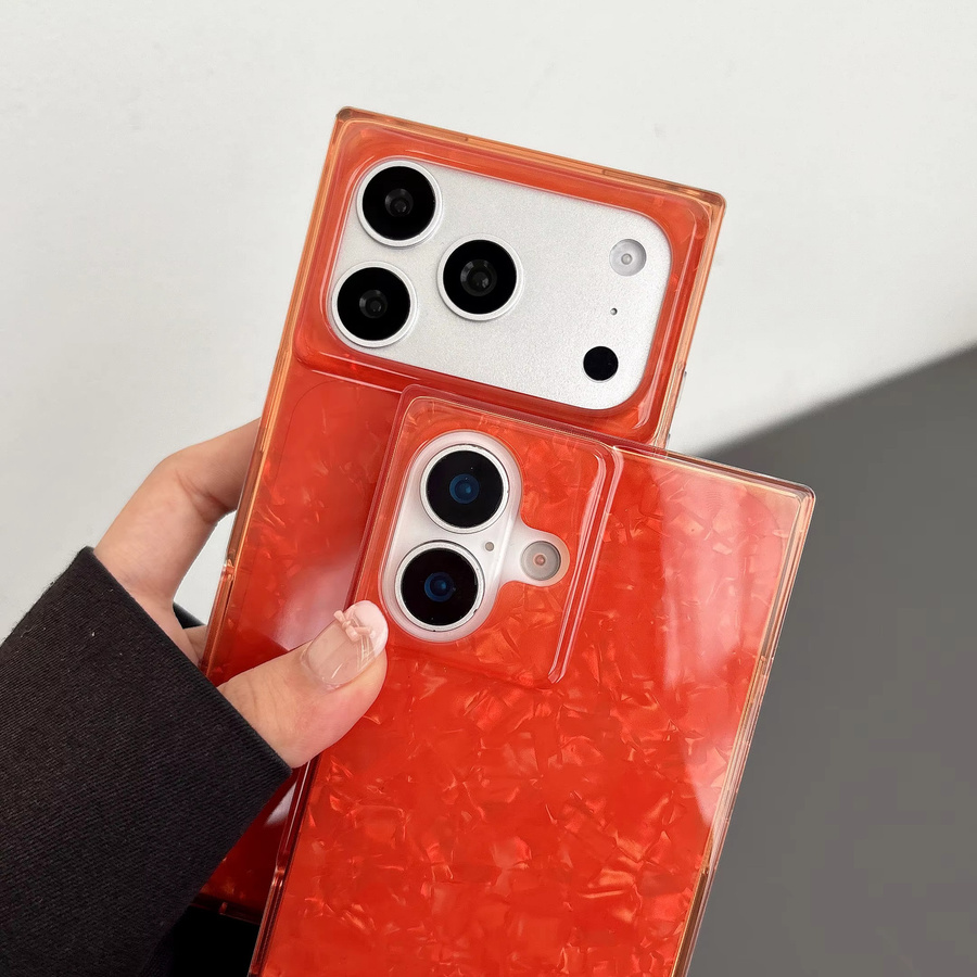 Stoßfeste Glitzer-Handyhülle mit geradem Rand für Apple iPhone 17 16 15 14 13 Pro Max in Orange und Pink - Bild 2