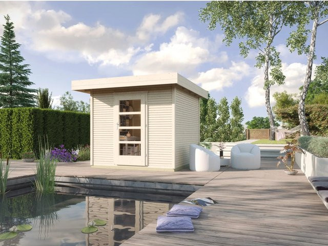 WEKA Gartenhaus aus europäischer Fichte mit Flachdach in Beige, B/H/T: 249 x 226 x 211 cm - Bild 1
