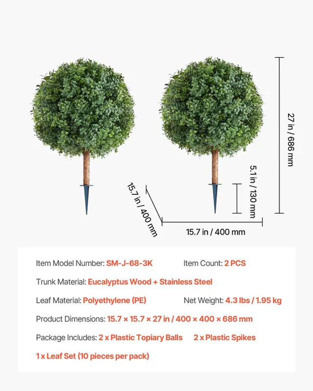 2er-Set Künstliche Buchsbaum-Formschnittbäume von Buying Solutions, MB in Grün mit Erdspieß, Topfpflanzen für die Dekoration, Höhe: 68,6 cm, Breite: 40 cm, Tiefe: 40 cm - Bild 8