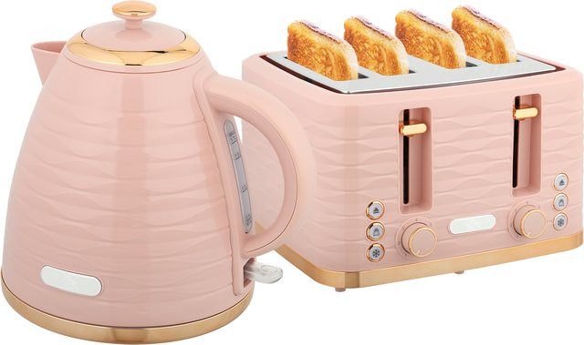 HOMCOM Frühstücks-Set mit Wasserkocher und Toaster in Rosa, 2200 W, Wasserkocher 1,7 l und 4-Scheiben-Toaster mit 7 Bräunungsstufen - Bild 1