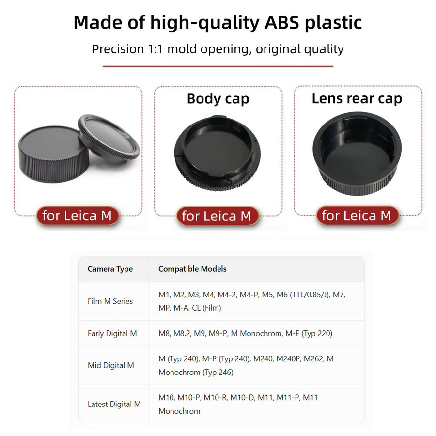 Leica Kameragehäuse-Abdeckkappe als Rücklinsenabdeckung und Staubschutz für Leica M3 M6 M9 M10 M11 M9P M11P M10-M10D M10R M8 M262 in Schwarz - Bild 3