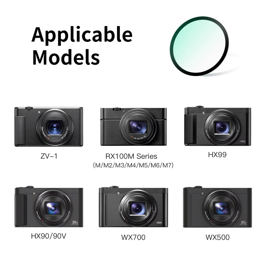 Mecoright UV-Filter Black Card mit Mehrfachbeschichtung als Kamera-Schutzlinse für Sony ZV-1, RX100M7, RX100M6, RX100M5, RX100M4, RX100M3, RX100M2, HX99, 90V, WX700, WX500 - Bild 3