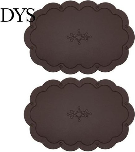2er-Set HOW-E Platzsets aus Kunstleder in ovaler Form, wasserdicht und rutschfest, minimalistisches Design mit Prägung - Bild 1