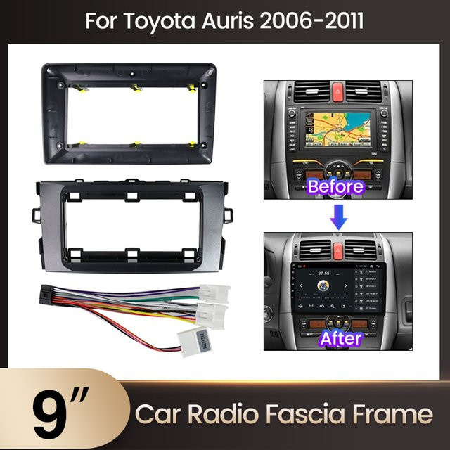 YELLOBERRY 9 Zoll Autoradio Rahmen mit Canbus Adapter für Toyota Auris 2006–2011 in Schwarz - Bild 1