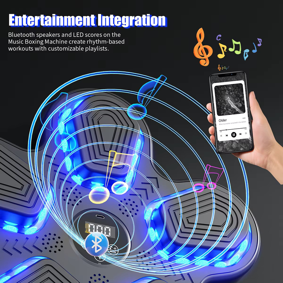 GKHMNEW Music Boxing Machine, Elektronische Musik Boxmaschine, mit LED Licht, Bluetooth, Schwarz - Bild 4