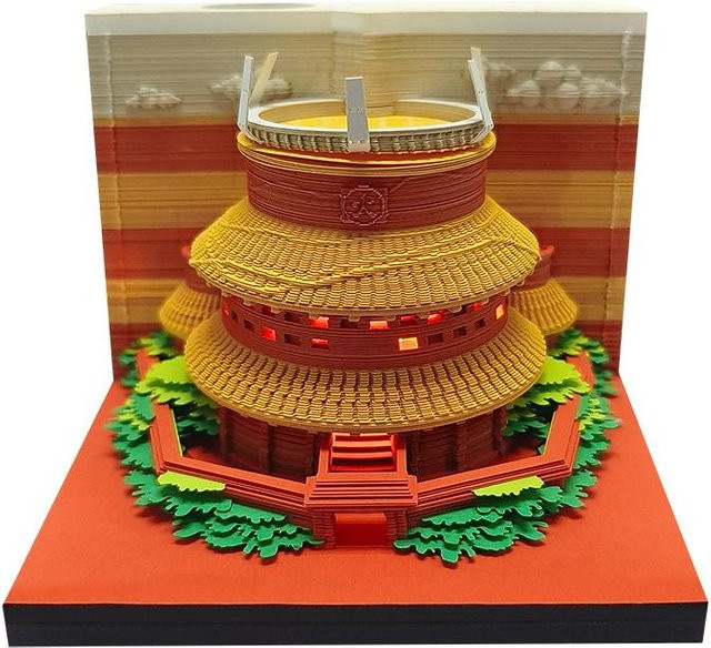 Binchi Cultural Supplies Omoshiroi-Block 3D-Notizblock mit Retro-Bogenpavillon, 160 Blatt, Mehrfarbig - Bild 1