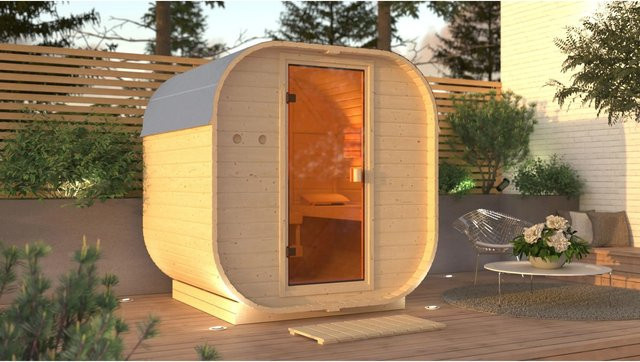 Karibu Fassauna Quadro 1 Log Cabin aus Fichte in Braun, B: 199 cm x H: 175 cm - Bild 1