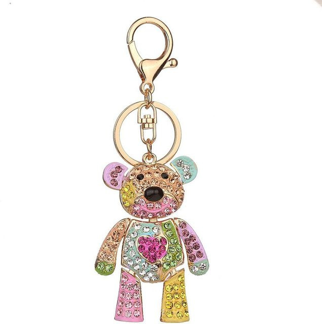 Schlüsselanhänger Bärenform, Legierung, Strasssteine, Unisex - Bild 1