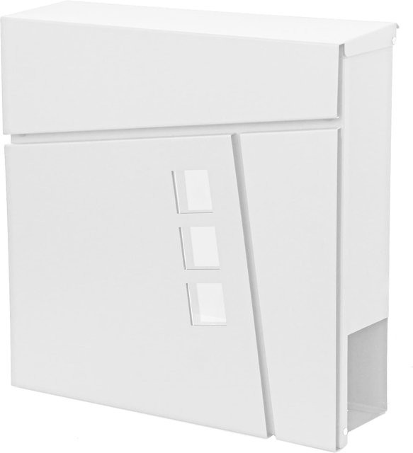 Wandbriefkasten MCW B29 mit Zeitungsfach aus Stahl in Weiß, B/H/T: 36,6 x 37,0 x 11,3 cm - Bild 1