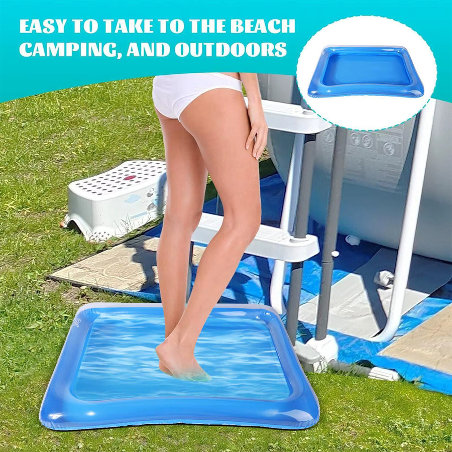 Tragbares aufblasbares Fußbecken in Blau aus Kunststoff für Pool und Strand - Bild 4